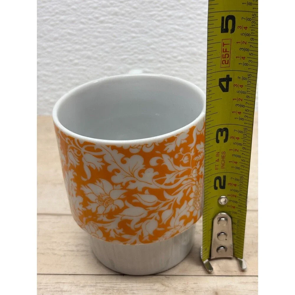 Vtg Porcelain Orange Flowers Coffee Mug Cup Made In Japan